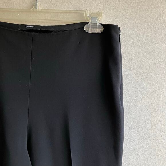 Theory Black Crepe Flare Leg Pants Size 8 Office Business Academia Preppy Work - Picture 7 of 11